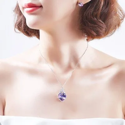 Dây Chuyền Bạc Nữ Trái Tim Pha Lê Lâu đài Tình Yêu LILI 937128 3