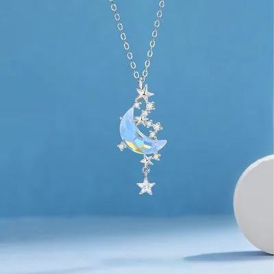 Dây Chuyền Bạc Nữ Trăng Sao đá Aurora LILI 529678 1