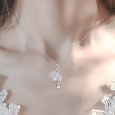 Dây Chuyền Bạc Nữ Trăng Sao đá Aurora LILI 529678 7