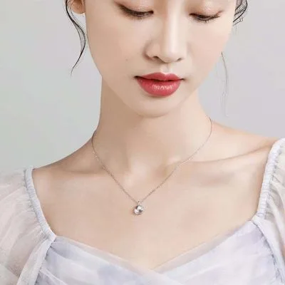 Dây Chuyền Bạc Nữ Tròn Lấp Lánh Pha Lê Aurora LILI 974332 8