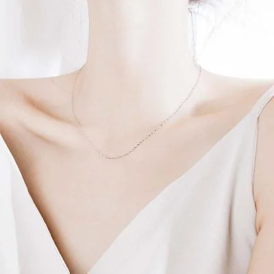 Dây Chuyền Bạc Nữ Trơn Sợi Mảnh Nhỏ Nguyên Chất đơn Giản Mạ Vàng Royal LILI 226292 67