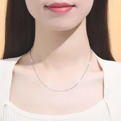 Dây Chuyền Bạc Nữ Trơn Sợi Mảnh Nhỏ Nguyên Chất đơn Giản Mạ Vàng Royal LILI 226292 70