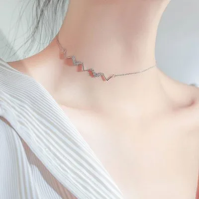 Dây Chuyền Choker Bạc Nữ Gợn Sóng Vuông LILI 993695 6