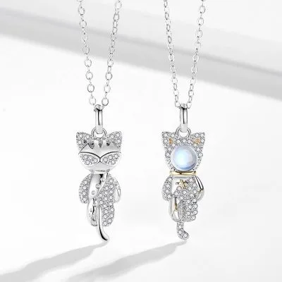 Dây Chuyền đôi Bạc Cặp Mèo Phi Hành Gia LILI 797564 1