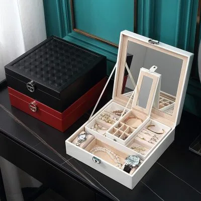 Hộp đựng đồ trang sức cao cấp nam nữ trang bọc da có khóa LILI_835757_1