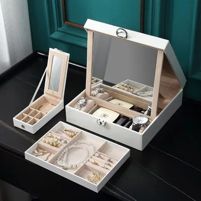 Hộp đựng đồ trang sức cao cấp nam nữ trang bọc da có khóa LILI_835757_2