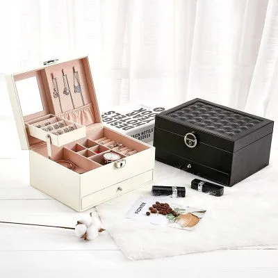 Hộp đựng đồ trang sức nam nữ trang bọc da có khóa Bunny LILI_655215_6