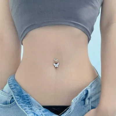 Khuyên Rốn Bụng Bạc Nữ đính đá CZ Cánh Bướm LILI 865578 41