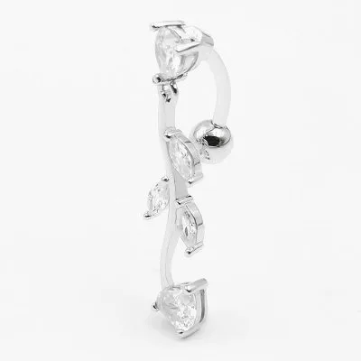 Khuyên rốn bụng bạc nữ đính đá CZ cành hoa đào LILI_581738_4