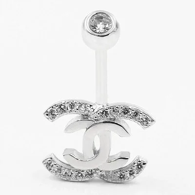 Khuyên rốn bụng bạc nữ đính đá CZ double C Chanel LILI_347853_1