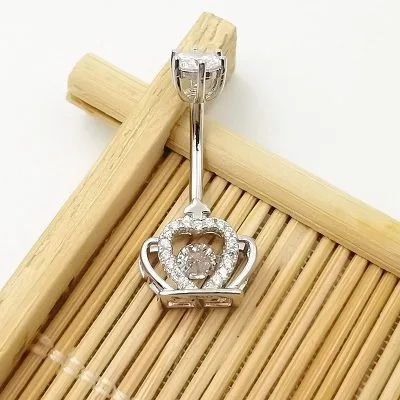 Khuyên rốn bụng bạc nữ đính đá CZ vương miện nữ hoàng LILI_693489_6