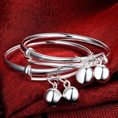 Lắc Tay Bạc Cho Bé Gái Trai Gắn Chuông Mạ Bạch Kim Lucky LILI 186437 10