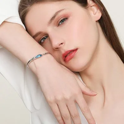 Lắc Tay Bạc Nữ Dạng Kiềng Mạ Bạch Kim đính đá Pha Lê Eye Of The Muse LILI 814348 11