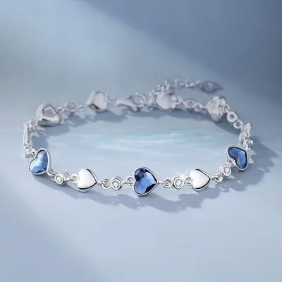 Lắc tay bạc nữ đính đá pha lê hình trái tim LILI_427425_30