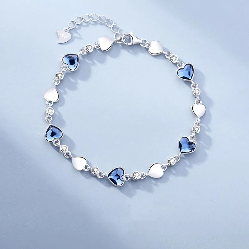 Lắc Tay Bạc Nữ đính đá Pha Lê Hình Trái Tim LILI 427425 31