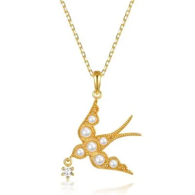 Mặt Dây Chuyền Bạc Nữ Chim én đính Ngọc Trai LILI 147586 1