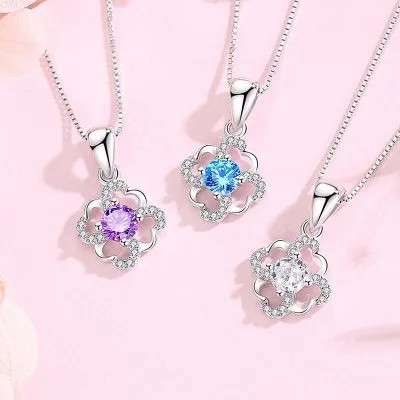 Mặt Dây Chuyền Bạc Nữ đính đá CZ Cỏ 4 Lá Trái Tim Tình Yêu LILI 732378 1