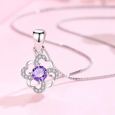 Mặt Dây Chuyền Bạc Nữ đính đá CZ Cỏ 4 Lá Trái Tim Tình Yêu LILI 732378 2