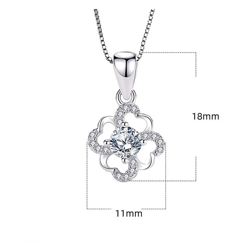 Mặt Dây Chuyền Bạc Nữ đính đá CZ Cỏ 4 Lá Trái Tim Tình Yêu LILI 732378 6