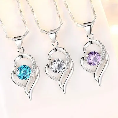 Mặt Dây Chuyền Bạc Nữ Trái Tim Cách điệu đính đá CZ LILI 352665 2