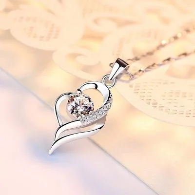 Mặt Dây Chuyền Bạc Nữ Trái Tim Cách điệu đính đá CZ LILI 352665 3