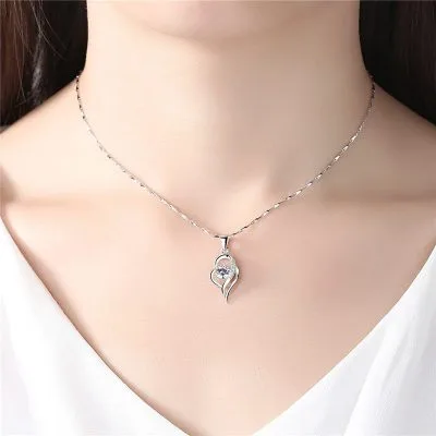 Mặt Dây Chuyền Bạc Nữ Trái Tim Cách điệu đính đá CZ LILI 352665 4