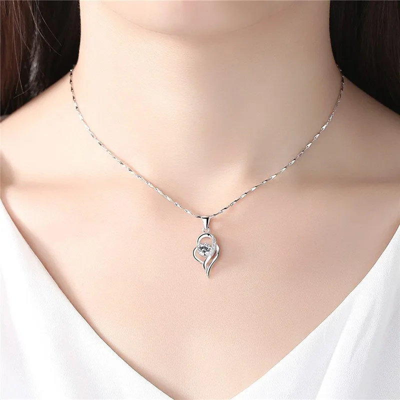 Mặt Dây Chuyền Bạc Nữ Trái Tim Cách điệu đính đá CZ LILI 352665 4