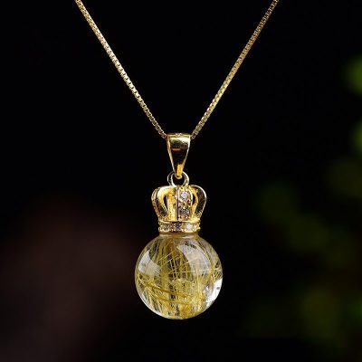 Mặt Dây Chuyền Tròn Thạch Anh Tóc Vàng Tự Nhiên Vàng 14k LILI 917983 1
