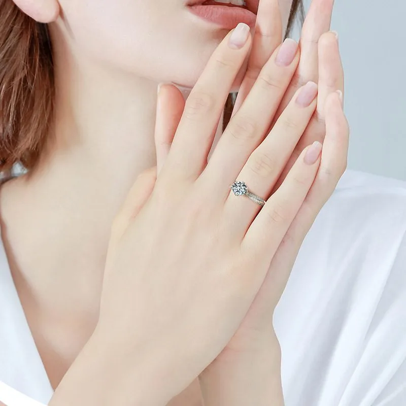NHẪN BẠC NỮ ĐÍNH KIM CƯƠNG MOISSANITE POWER LILI 563524 22