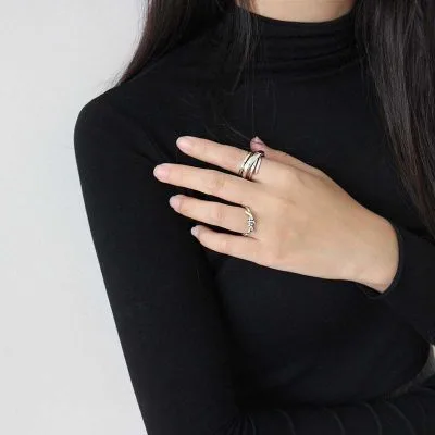 Nhẫn Bạc Nữ Bản To Cá Tính Ngầu độc Lạ Mạ Vàng Endless Love LILI 599159 21