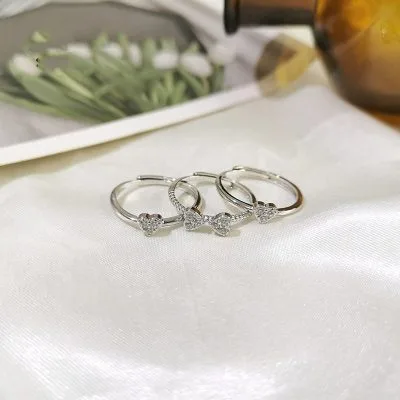Nhẫn Bạc Nữ đính đá CZ 3 Tầng Ghép Dạng Chồng Cỏ 4 Lá LILI 178635 1