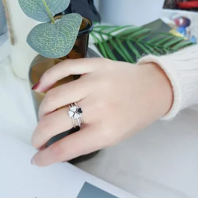 Nhẫn Bạc Nữ đính đá CZ 3 Tầng Ghép Dạng Chồng Cỏ 4 Lá LILI 178635 4