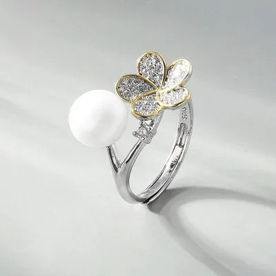 Nhẫn Bạc Nữ Hoa Mai Cách điệu đính Ngọc Trai LILI 517248 5
