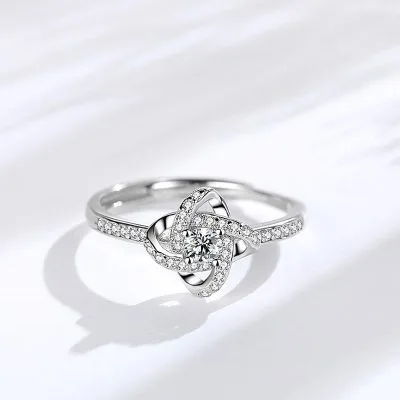 Nhẫn Bạc Nữ Mạ Bạch Kim đính đá CZ Cỏ 4 Lá LILI 372838 2