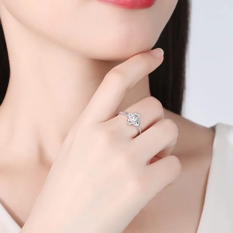 Nhẫn Bạc Nữ Mạ Bạch Kim đính đá CZ Cỏ 4 Lá LILI 372838 5