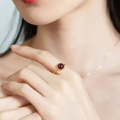 Nhẫn bạc nữ mạ vàng đính đá Garnet Cupid LILI_597751_4