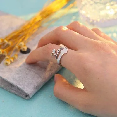 Nhẫn Bạc Nữ Nam Khắc Tên Chữ Hình ảnh đính đá Theo Yêu Cầu LILI 316124 18