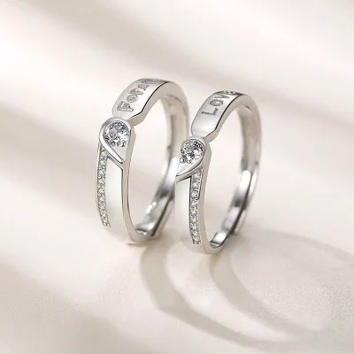 Nhẫn đôi Bạc 2 Nửa Trái Tim Forever Love LILI 834822 1