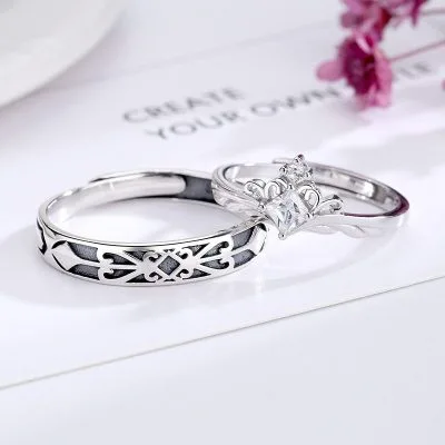 Nhẫn đôi bạc khắc tên chữ theo yêu cầu đính đá CZ Couple BFF Anime LILI_291162_11