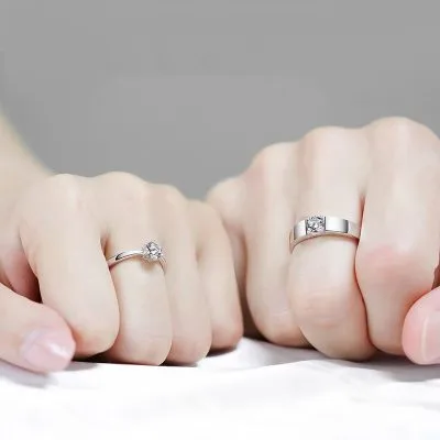 Nhẫn đôi Bạc Mạ Bạch Kim đính đá Moissanite 1 Carat LILI 124837 10
