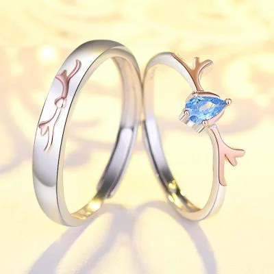 Nhẫn đôi bạc mạ bạch kim đính đá Zircon Sừng tuần lộc LILI_548791_20