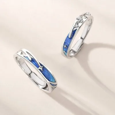 Nhẫn đôi Bạc Mưa Sao Băng Tình Yêu LILI 683215 2