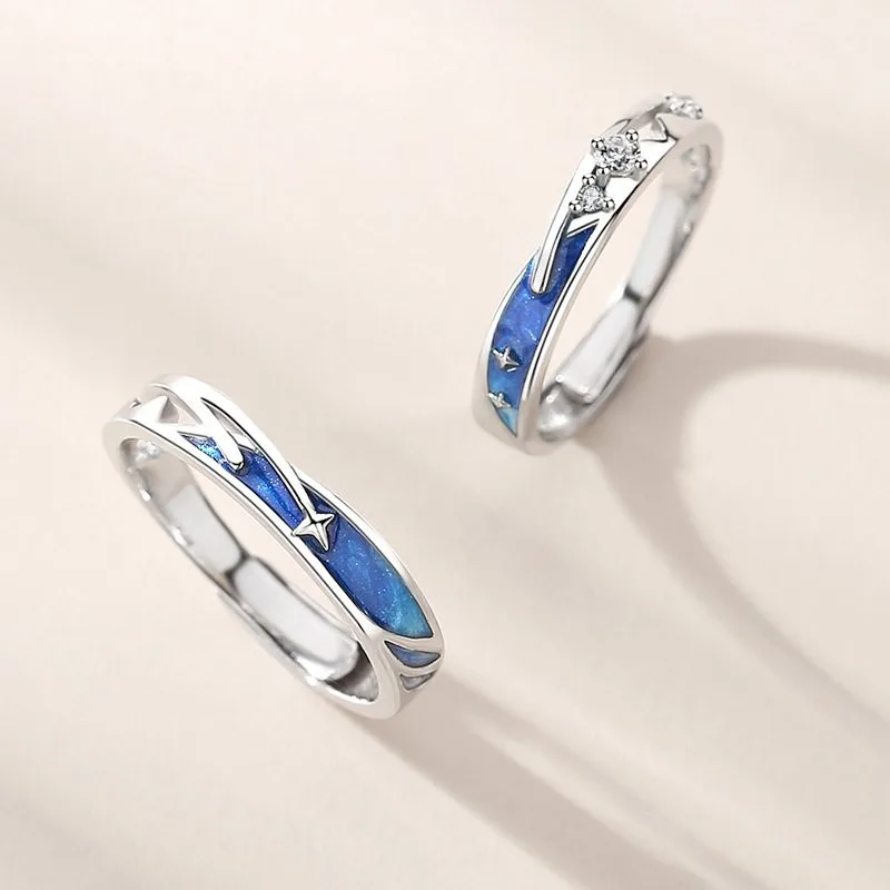 Nhẫn đôi Bạc Mưa Sao Băng Tình Yêu LILI 683215 2