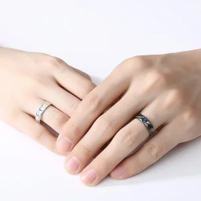 Nhẫn đôi Bạc Thiên Thần ác Quỷ đính đá CZ LILI 391854 2