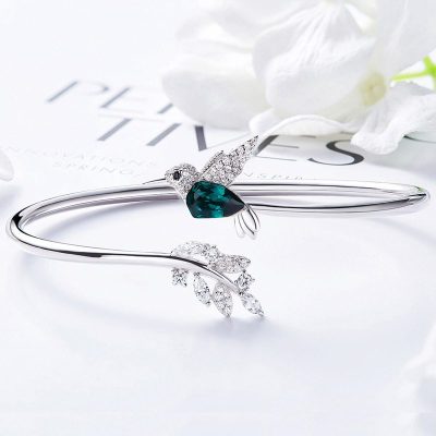 Vòng Tay Bạc Nữ Mạ Bạch Kim đính đá Swarovski Hình Chim Nhạn LILI 57952 10