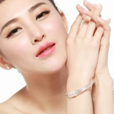 Vòng Tay Bạc Nữ Tròn Mạ Bạch Kim Lồng Nhau Emily LILI 215771 11