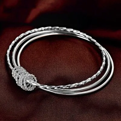 Vòng tay bạc nữ tròn mạ bạch kim lồng nhau Emily LILI_215771_18
