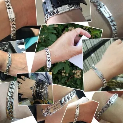 Lắc Tay Bạc Nam Mắt Xích đơn Giản Ngầu Cuban Saint Laurent Paris LILI 746785 41