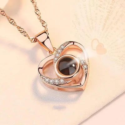 Vòng Cổ Bạc Nữ đính đá CZ Trái Tim Khắc 100 Chữ I LOVE U LILI 371885 1