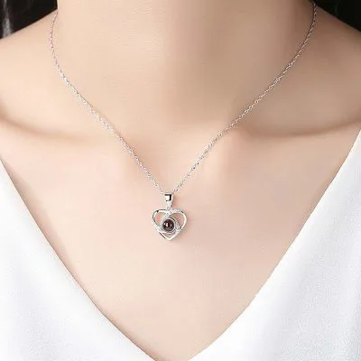 Vòng Cổ Bạc Nữ đính đá CZ Trái Tim Khắc 100 Chữ I LOVE U LILI 371885 41
